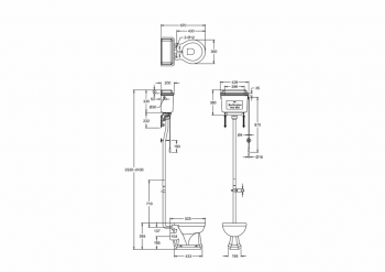 High-level Pan With High-Level Black Aluminium Cistern & High-Level Flush Pipe Kit